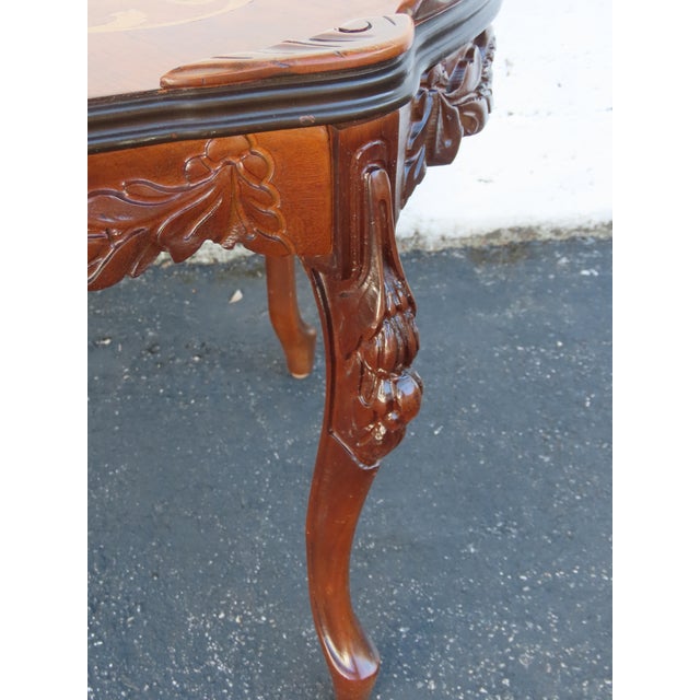 French Hand Carved Inlay Coffee Table 6922 For Sale - Image 11 of 17