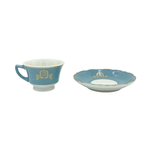 Vintage Fontainebleau Miami Beach Hotel Blue Coffee Cup & Saucer For Sale - Image 11 of 12