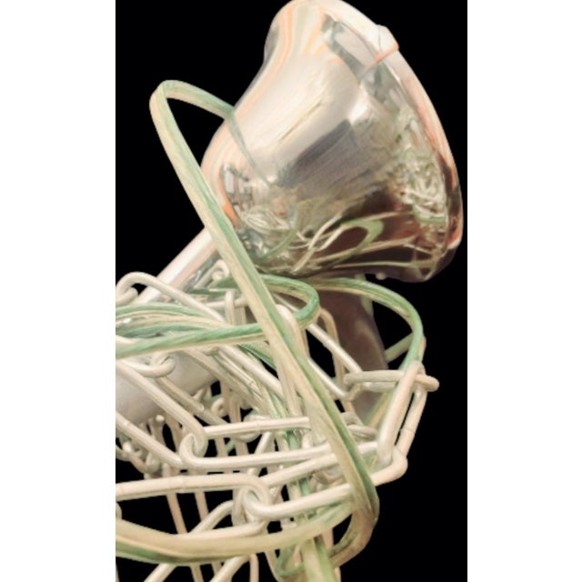 Contemporary Massive Italian Murano 12 Light Mercury Glass Curved Pipe Chandelier Light Fixture For Sale - Image 3 of 12