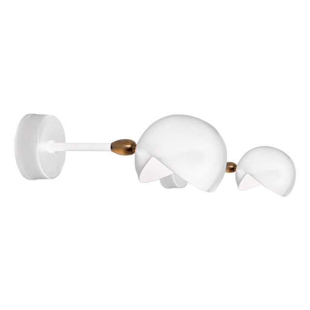 Mid-Century Modern White Eye Sconce Wall Lamps from Serge Mouille, Set of 2 For Sale
