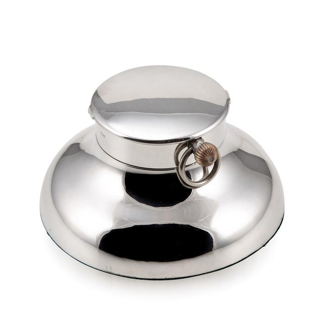 20th Century Edwardian Solid Silver & Glass Inkwell With Clock, Chester, 1900s For Sale - Image 3 of 8