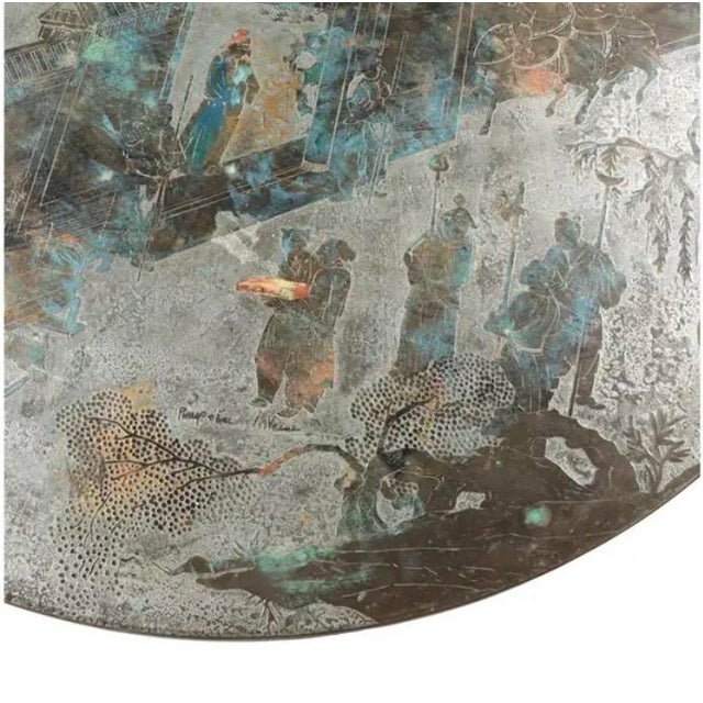 Mid-Century Modern Philip and Kelvin LaVerne “Chan” Coffee Table, Acid Etched Brass, 1960s For Sale - Image 3 of 14