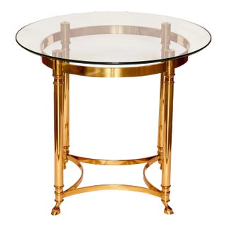 1970s Italian Brass and Glass Hoof Feet Table For Sale