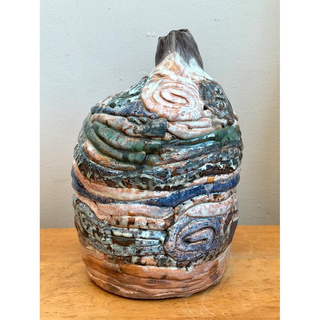 Vintage Abstract Ceramic Coil Vase For Sale - Image 4 of 12