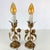 Incredible pair of vintage tole floral mini table lamps. Both work. Metal floral bases and arms. Incredible detailed...