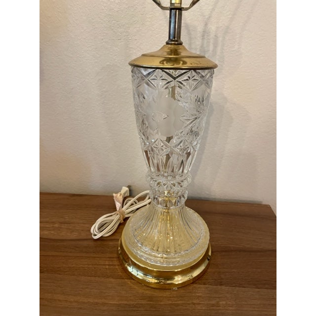 Traditional Vintage Mid-Century Cut Crystal and Brass Table Lamp For Sale - Image 3 of 5