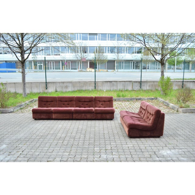 Mid-Century Modern Vintage Modular Redbrown Sofa from Dreipunkt, 1970s, Set of 6 For Sale - Image 3 of 18