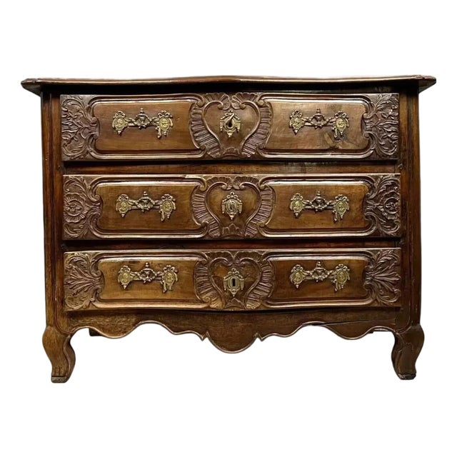 Curved Lyonnaise Chest of Drawers in Walnut For Sale