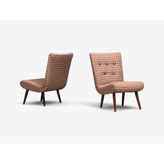 Swedish Modern, Slipper Chairs, Birch, Fabric, Sweden, 1940s For Sale - Image 4 of 11