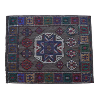 Vintage Sofreh Aghd Wedding Spread, Embroidered Tablecloth, Unique Turkish Rug Table Decor 4x6 Ft Approx For Sale