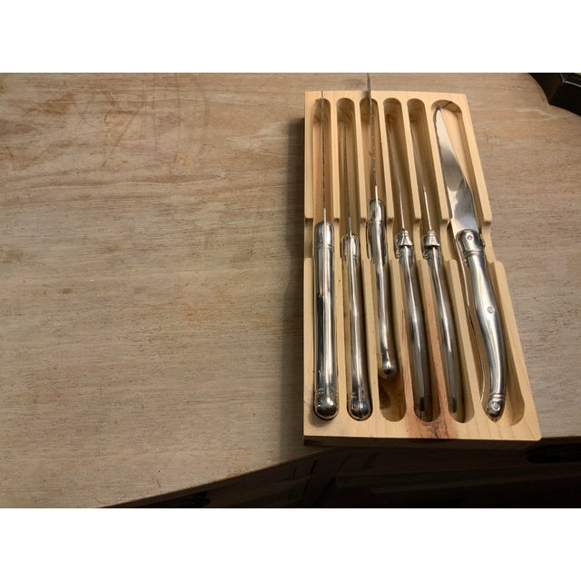 Metal 1970s Attributed to Jean Dubost Laguiole Steak Knives Set of 6 For Sale - Image 7 of 9