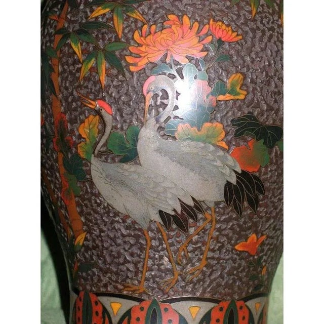 Free shipping for Paris, France. An exceptional pair of high-shouldered ovoid vases, Japanese 'cloisonné' porcelain or...