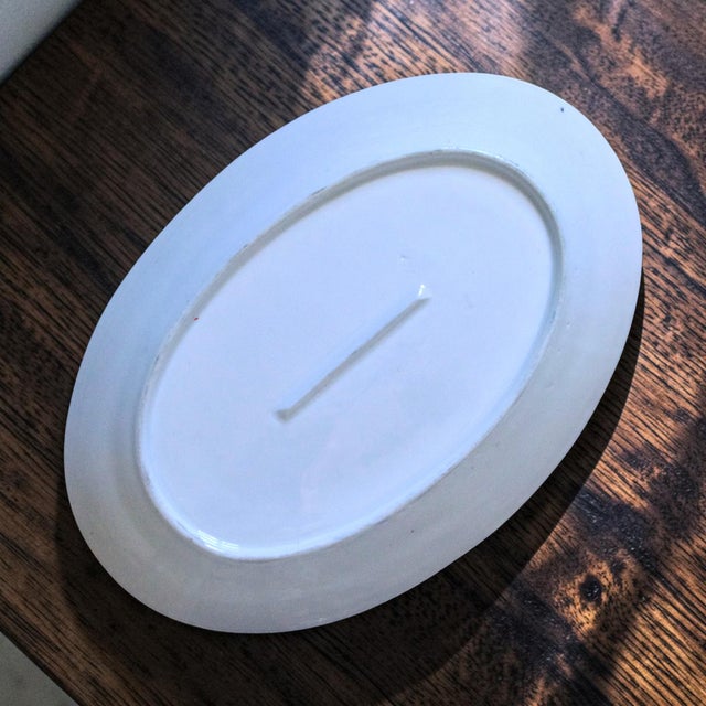 1900 - 1909 Large Oval Platter in Blue and Gilt Porcelain by Oscar Schaller, 1909 For Sale - Image 5 of 6