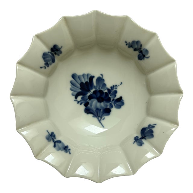 Vintage Royal Copenhagen “Blue Flower Angular “Hand Painted Porcelain Dish Number 10/8556 For Sale