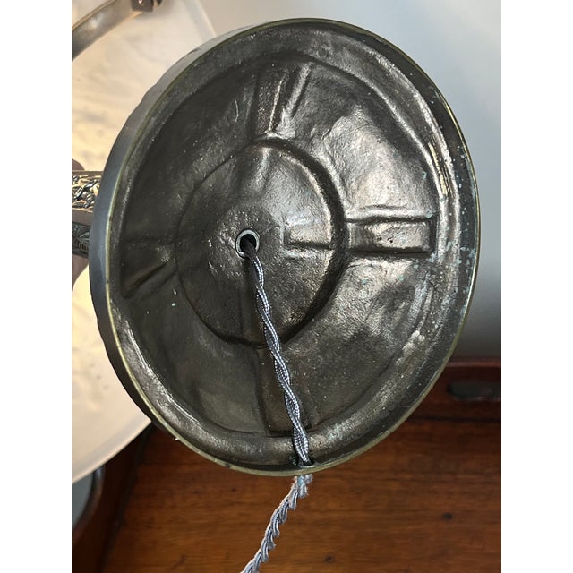 White Vintage French Art Deco Frosted Glass Table Lamp by Muller Frères Lunéville C. 1920 For Sale - Image 8 of 13