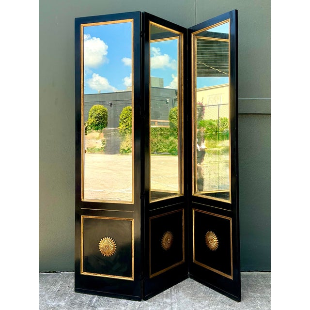 Vintage Neoclassical Gilt Tipped Folding Screen For Sale - Image 12 of 12