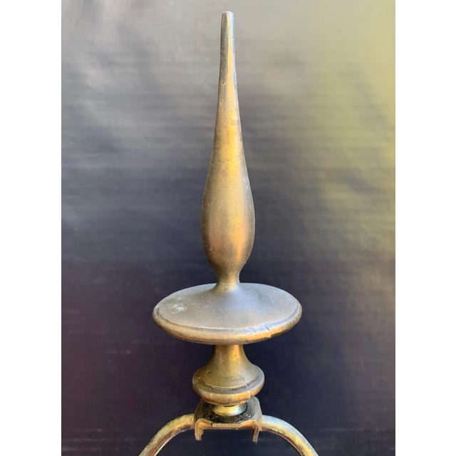 Fantastic tall shapely brass finish metal lampshade finial, circa 1960s or early 1970s. Unique attenuated slender genie...