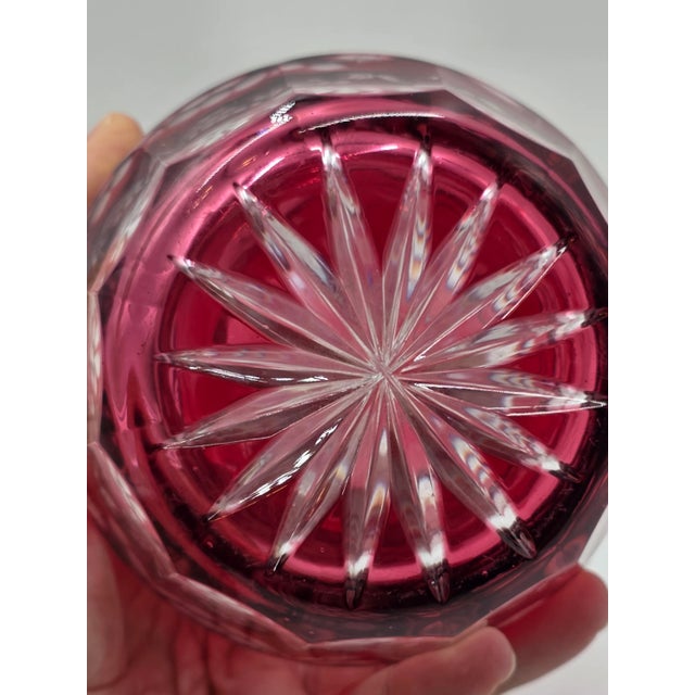 1950s Hutschenreuther Cranberry Overlay Crystal Wine Set Decanter & 4 Glasses For Sale - Image 12 of 18