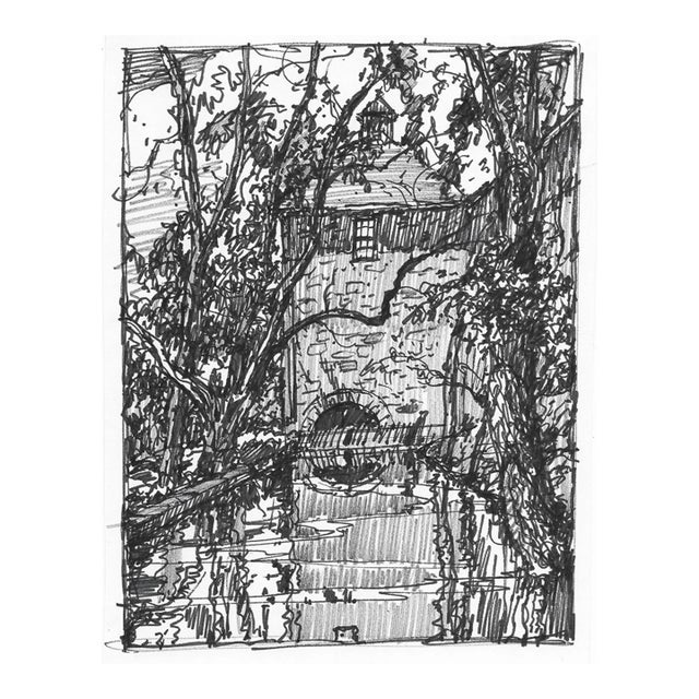 1950s Norman Kent Mill and Canal Drawing For Sale