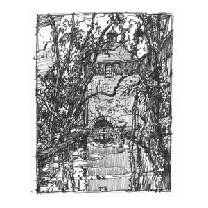 1950s Norman Kent Mill and Canal Drawing