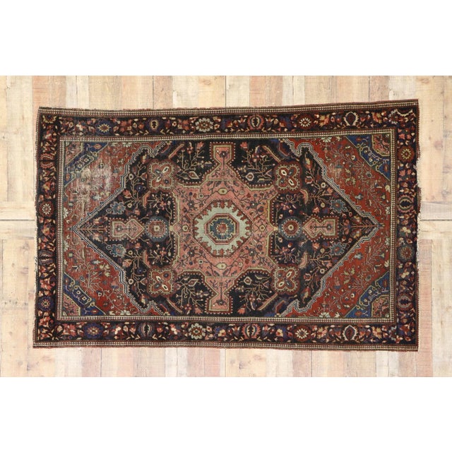 Ink Blue Early 20th Century Persian Farahan Rug, 04'01 X 06'04 For Sale - Image 8 of 9
