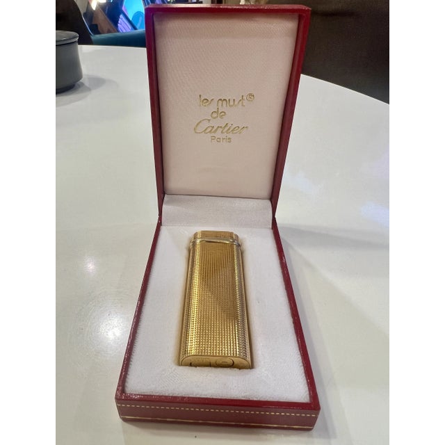 Vintage Lighter in Gold Plating with Trinity Circlet & Travel Case from Cartier, 1983, Set of 2 For Sale - Image 3 of 12