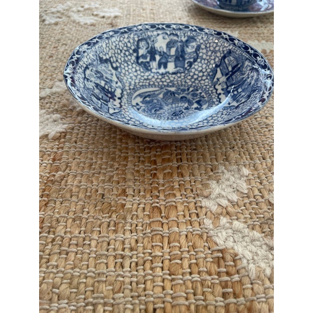 Ceramic Antique 4 Piece Blue White Transferware Chinese Bird Pattern William Adams & Son For Sale - Image 7 of 12