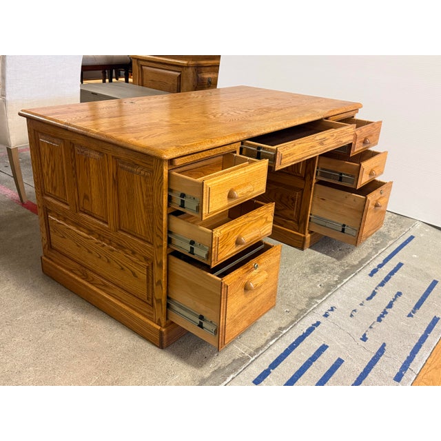 Noriega Furniture Smith Oak Executive Desk, Vintage For Sale - Image 4 of 12