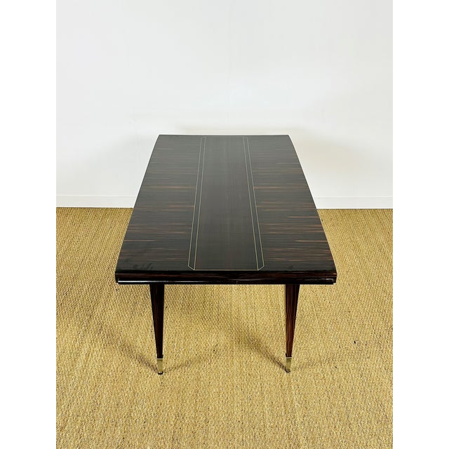 Art Deco Dining Table in Macassar Ebony with Extensions, France, 1940s For Sale - Image 6 of 18