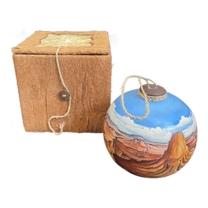 Handmade and Handpainted Pottery Ornament With Grand Canyon Landscape
