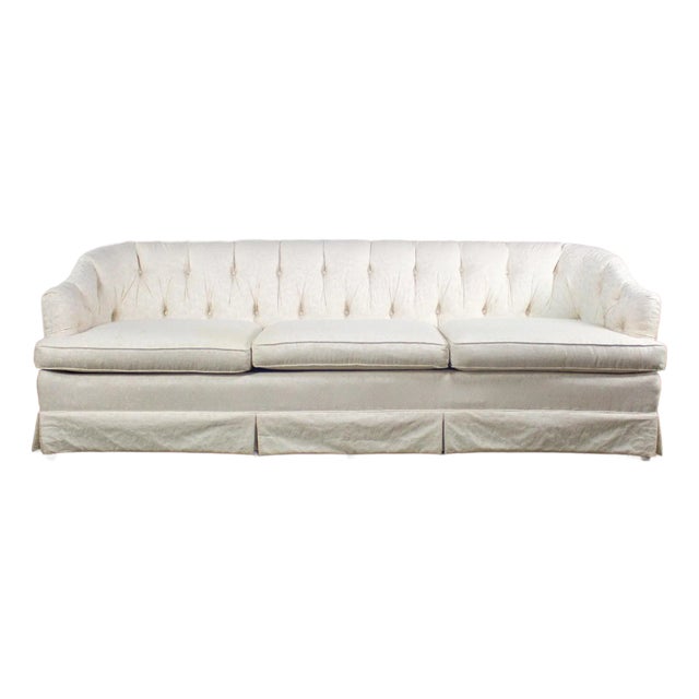 Late 20th Century Hollywood Regency Sofa W/Off White Brocade Fabric by Waters For Sale