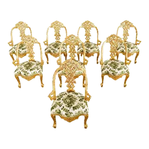 Set of Eight Italian Giltwood Faux Bois Dining Chairs