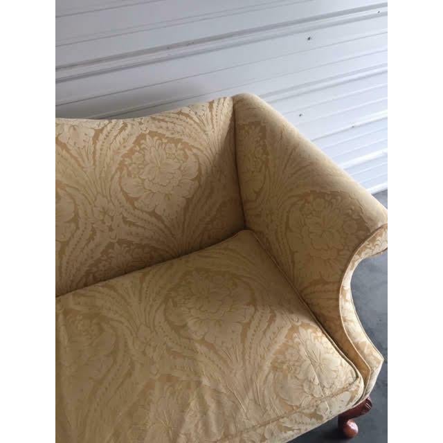 Vintage 70" Hickory Highland House Yellow Upholstered Chippendale Sofa For Sale - Image 10 of 12