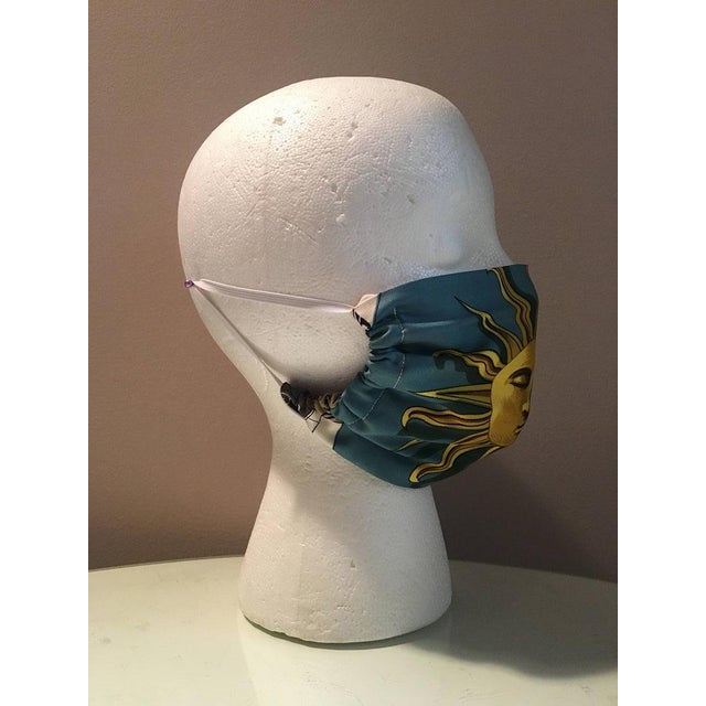 Handmade Hermes Vintage Dies et Hore Sun Silk Scarf Masque For Sale In Philadelphia - Image 6 of 9
