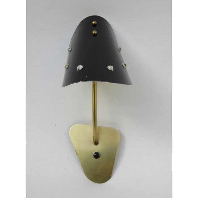 Italian Brass, Black Lacquered Aluminum and Glass Bead Sconces, 1950s, Set of 2 For Sale - Image 6 of 18