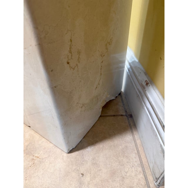 Stone Vintage Minimalist Solid Cream Marble Plinth Pedestal Column For Sale - Image 7 of 7