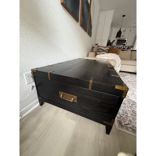 Contemporary Restoration Hardware Cayden Campaign Trunk Coffee Table For Sale - Image 3 of 9