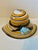 Art Deco Vintage Block Crystal Hand-Blown Striped Art Glass Derby Hat Bowl For Sale - Image 3 of 7