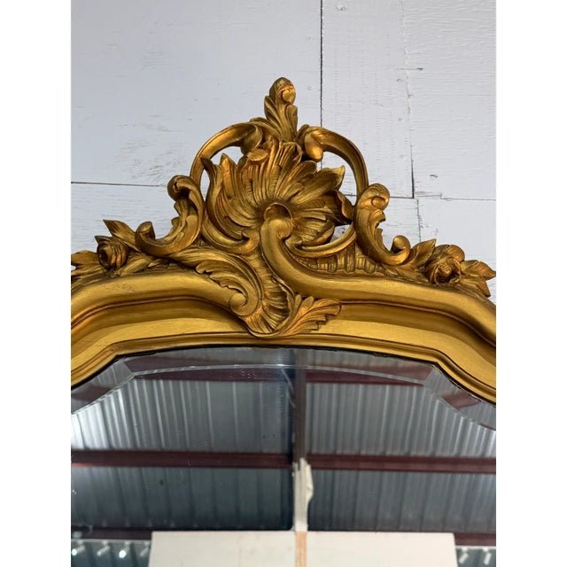 Wood 19th Century Large French Louis Phillipe Carved and Giltwood Mirror For Sale - Image 7 of 13