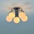 Chrome-plated Atomic Sputnik chandelier with white glass balls, Temde, Switzerland 1970s A stylish, atomic chandelier in...