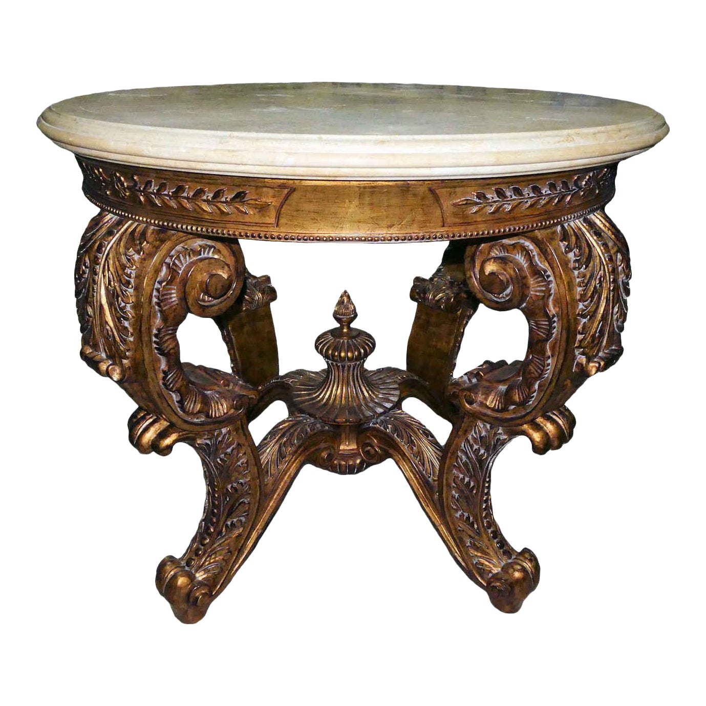 French Style Rococo Carved Gilt Wood Center Table Base (No Top) | Chairish