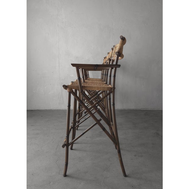 Set of 4 Metal Faux Bamboo and Rope Bar Stools For Sale In Las Vegas - Image 6 of 9