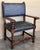Antique Spanish Carved Walnut Chair with New Black Leather, 1890 For Sale - Image 4 of 13