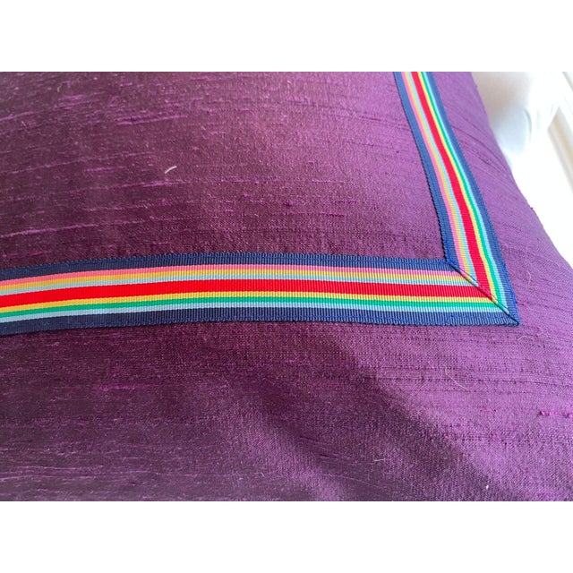 Rainbow Border Purple Throw Pillow Cover For Sale - Image 4 of 4