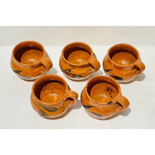 Vintage Mexican Artesania Jarritos Clay Mugs Pots Planters - Set of 5 For Sale - Image 9 of 9