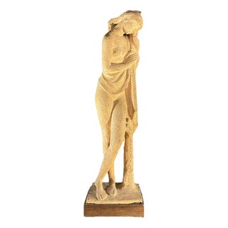 Draped Nude Woman Terracotta Sculpture by Alphonse Darville, 1959 For Sale