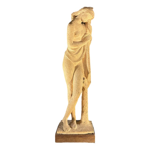 Draped Nude Woman Terracotta Sculpture by Alphonse Darville, 1959 For Sale