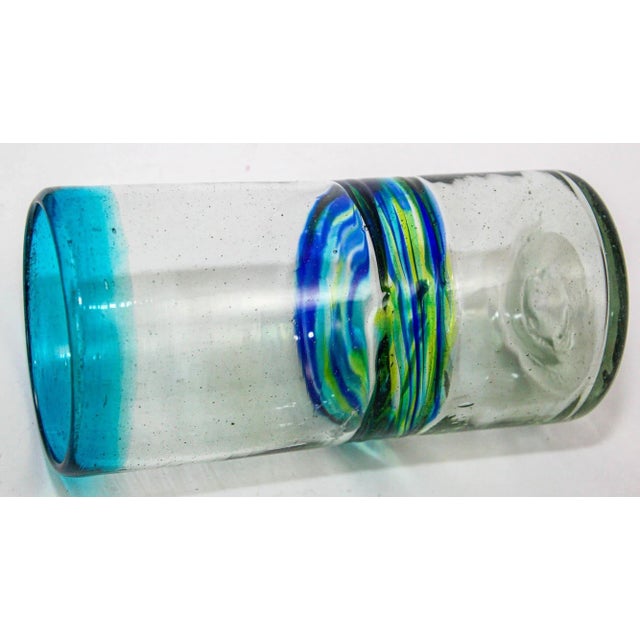 Vintage Mexican Tumblers Drinking Glasses With a Swirl Band Set of 5 Barware For Sale - Image 12 of 12