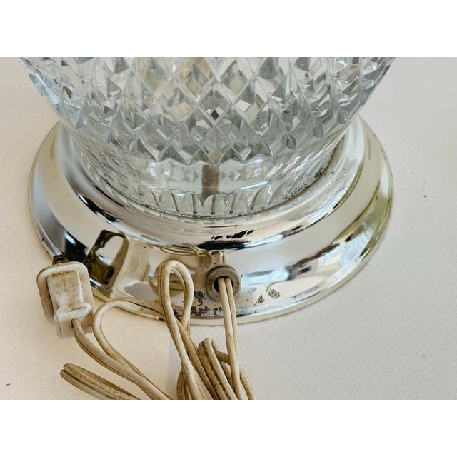 Vintage 1970s Diamond Pattern Lead Crystal Table Lamps, a Pair For Sale - Image 10 of 11