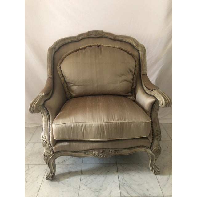 Caracole Compositions French Style Oversized Silk Chair For Sale - Image 11 of 13